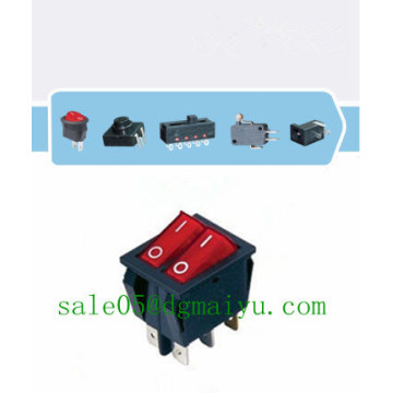 4pins 6pins Rocker Switch with Lamp/Light Illuminated on-on Double Button Dpst Big Current 6p 16A 250V AC